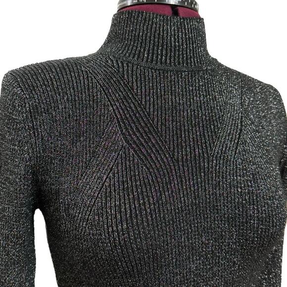 STEVE MADDEN Nadina Mock Neck Sweater Dress Long Sleeve Black Metallic NWT M - Picture 5 of 9